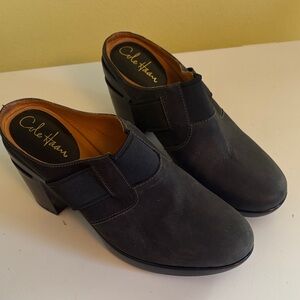 Cole Haan Black Leather Slip on platform Mule Size 7